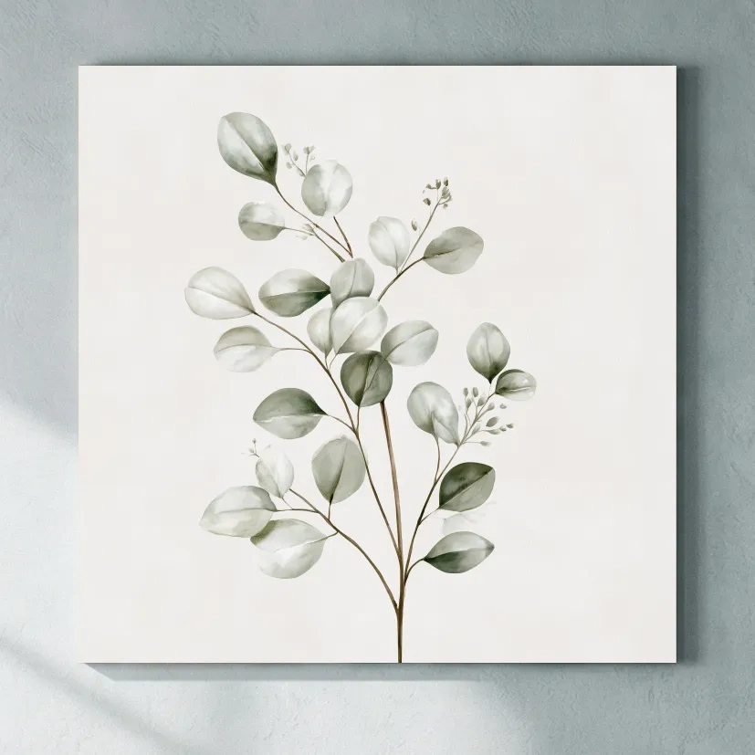 Minimalist Coastal Botanical Illustration - Eucalyptus Wall Art