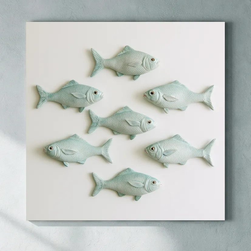 Minimalist Hamptons School of Fish - Photographic Marine Life Wall Art