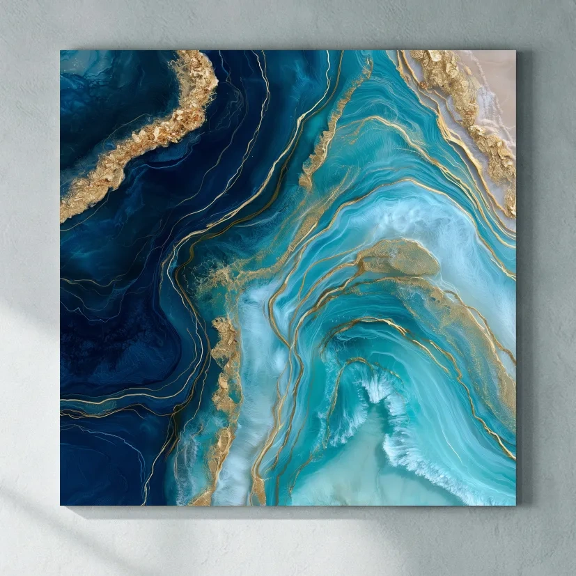 Ocean Geode Resin Design - Abstract Natural Mineral Wall Art