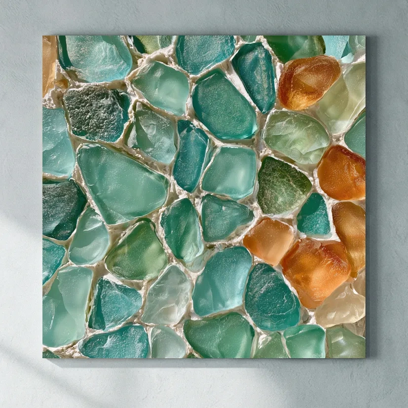 Sea Glass Mosaic Design - Natural Wall Art