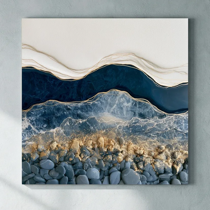 Layered Stone Strata Design - Abstract Natural Elements Wall Art