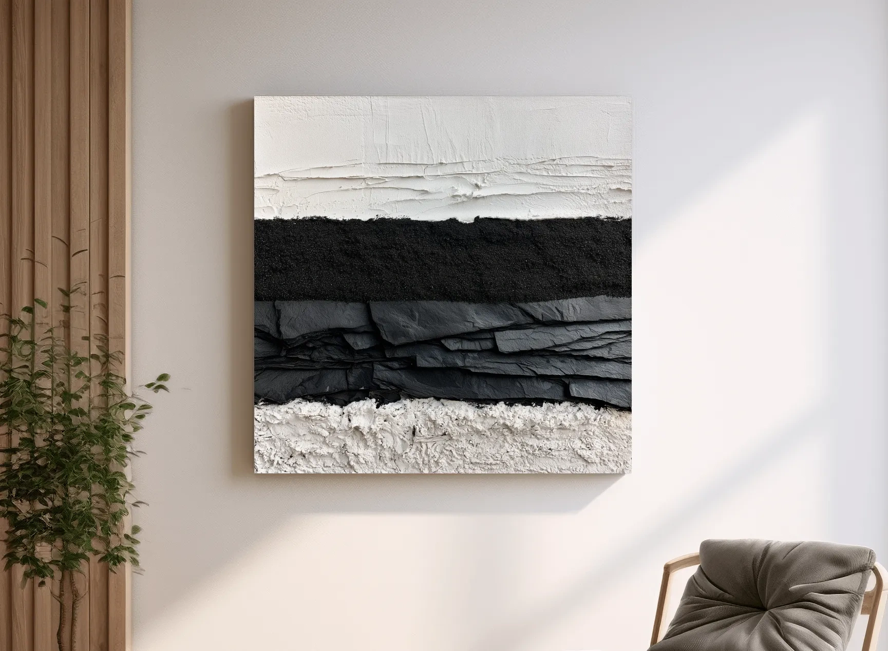 Layered Stone Strata Design - Abstract Mixed Media Wall Art