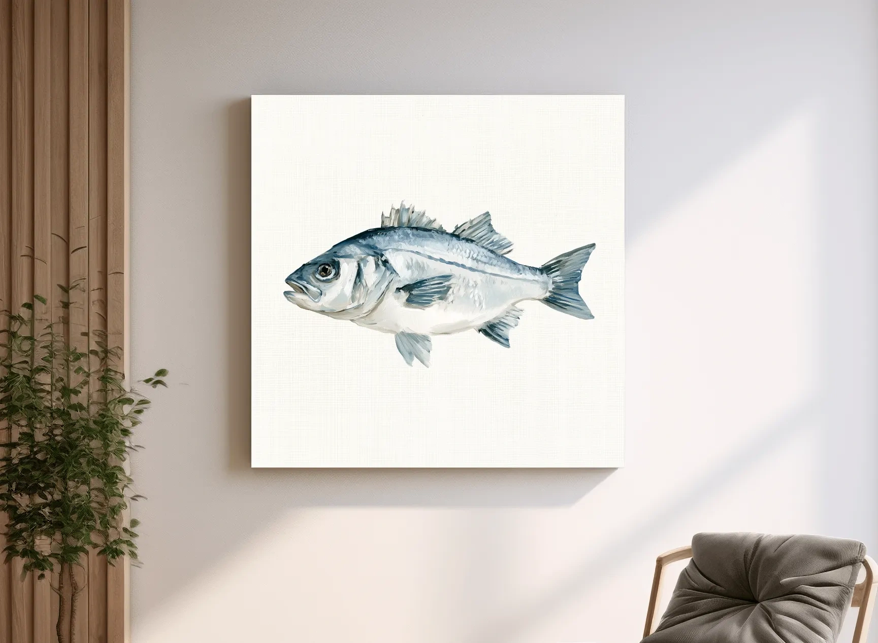 Hamptons Coastal Fish Watercolour - Minimalist Marine Life Wall Art