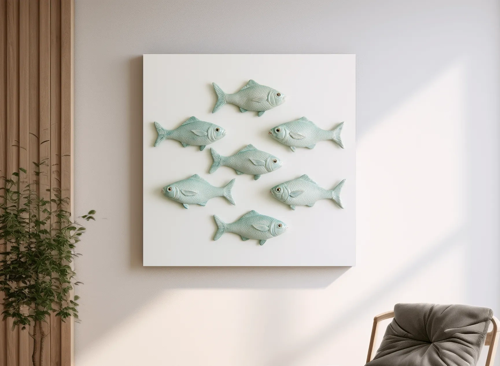 Minimalist Hamptons School of Fish - Photographic Marine Life Wall Art