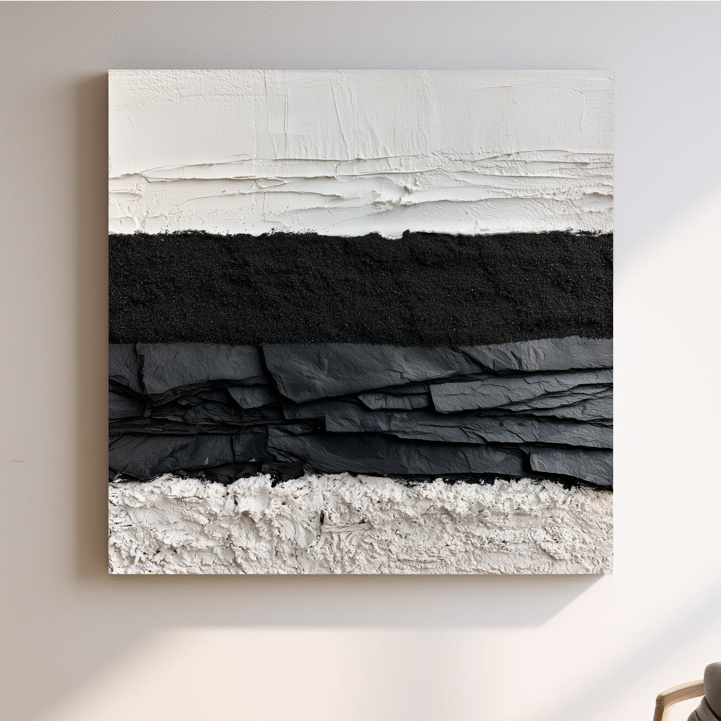 Layered Stone Strata Design - Abstract Mixed Media Wall Art