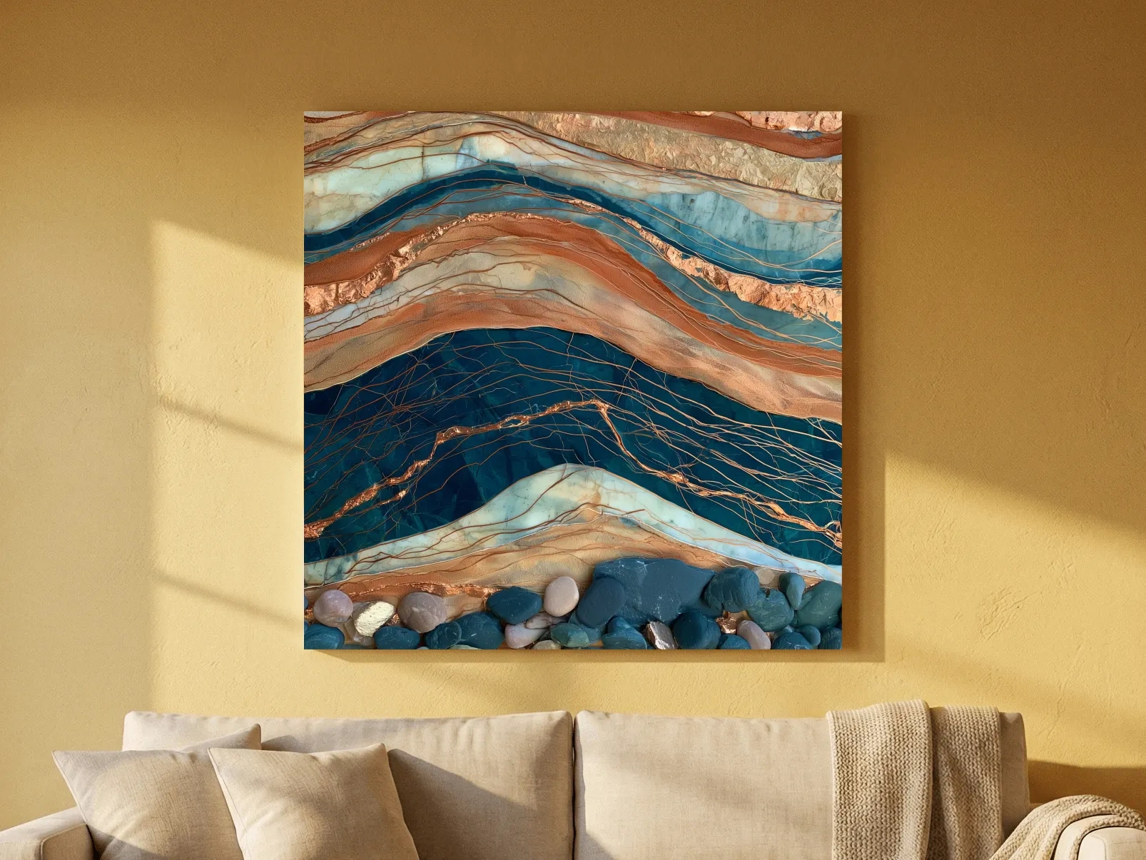 Layered Stone Strata Abstract - Natural Mixed Media Wall Art