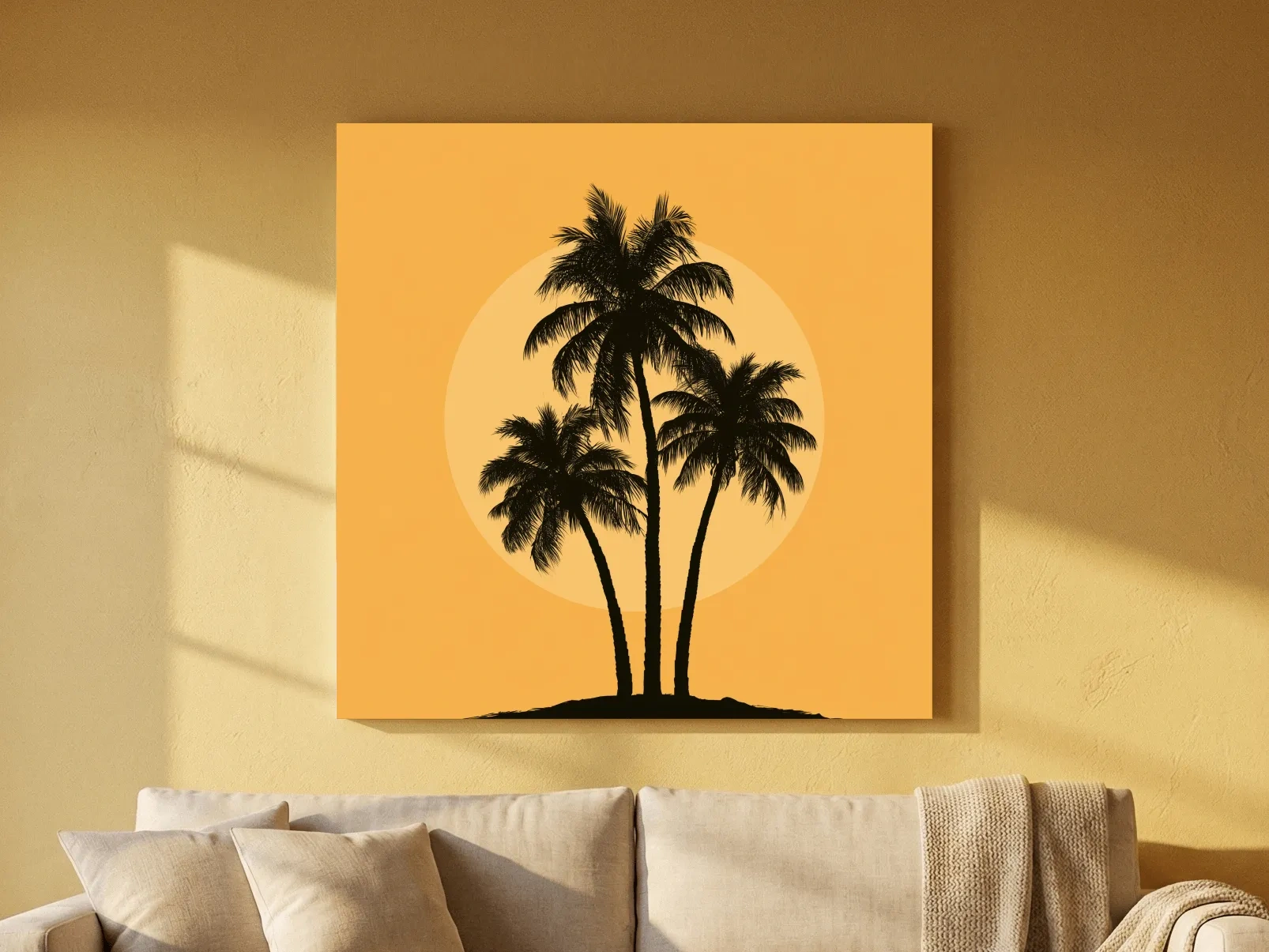 Mid-Century Palm Tree Silhouette - Tropical Minimalist Vector Wall Art