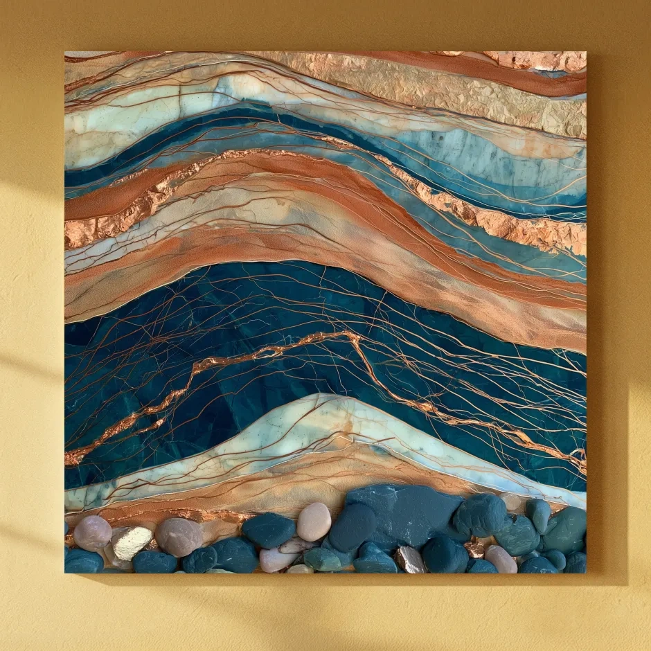Layered Stone Strata Abstract - Natural Mixed Media Wall Art