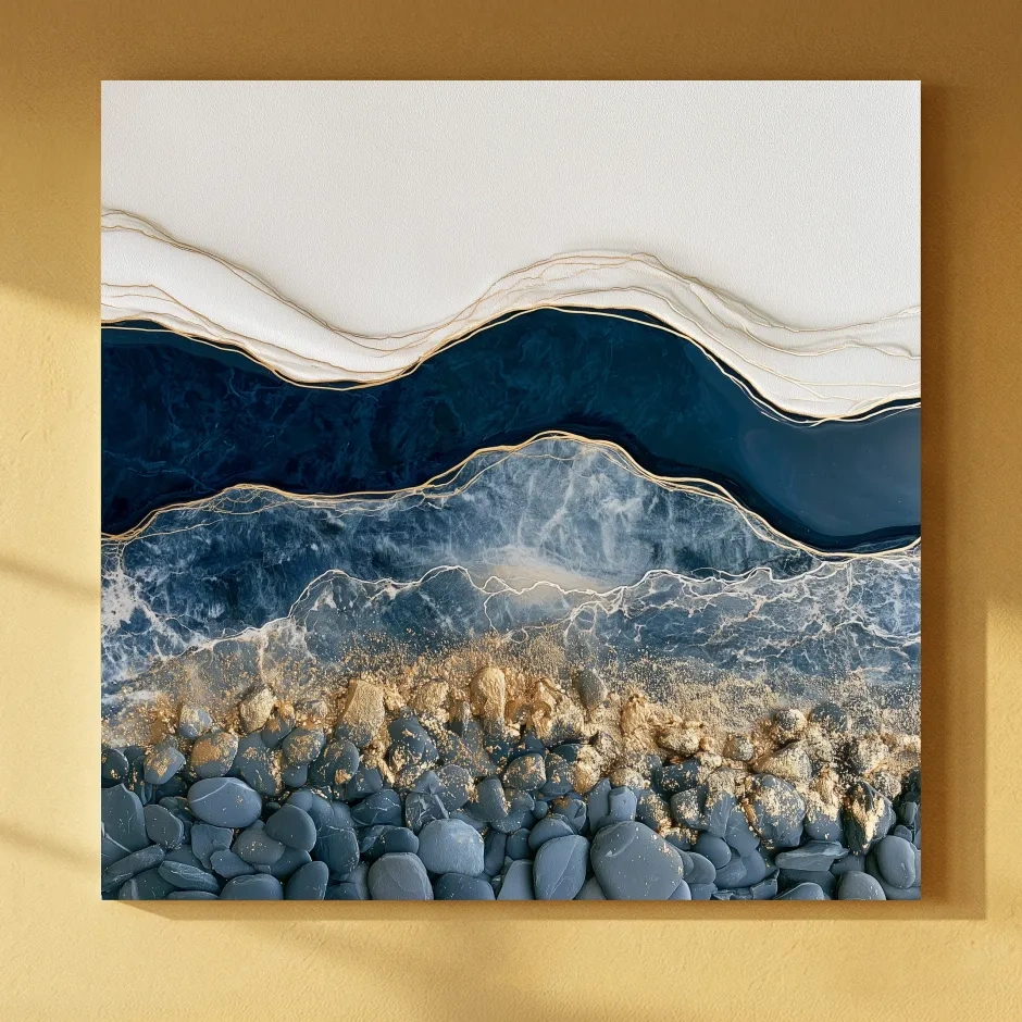 Layered Stone Strata Design - Abstract Natural Elements Wall Art