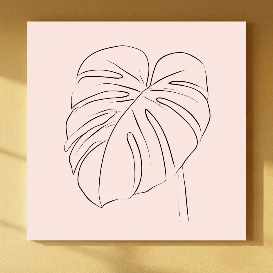 Minimalist Monstera Leaf Vector - Boho Botanical Wall Art