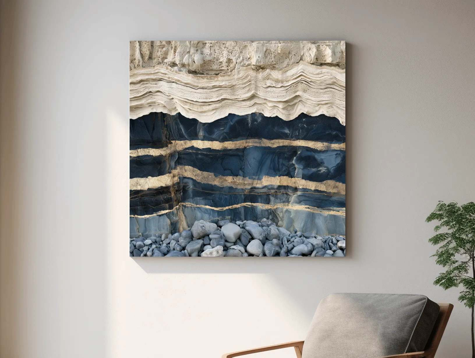Layered Stone Strata Design - Natural Elements Wall Art