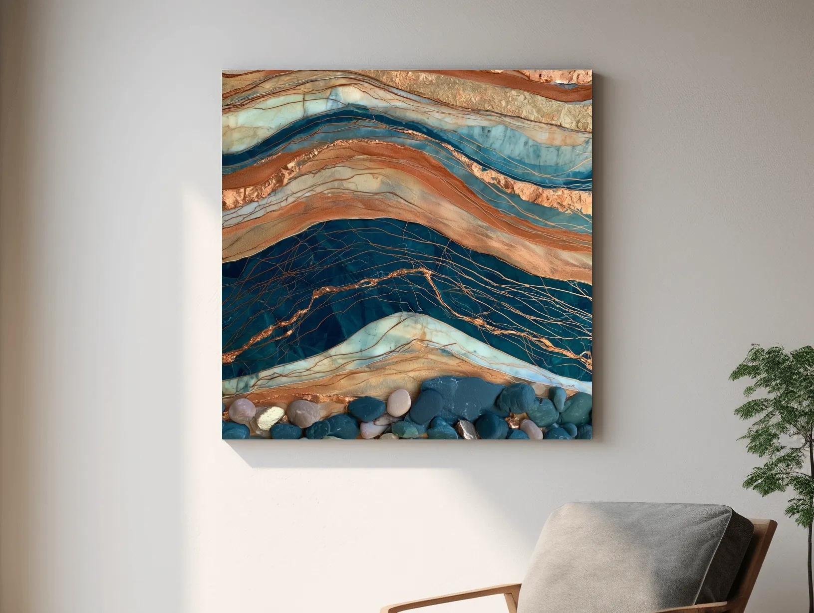 Layered Stone Strata Abstract - Natural Mixed Media Wall Art