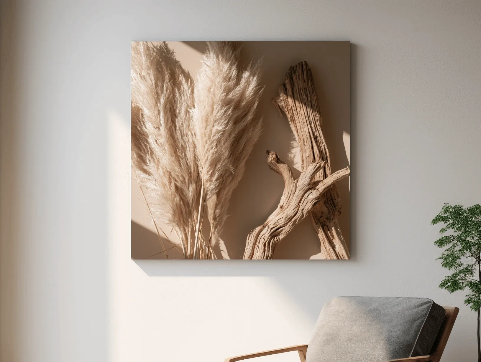 Boho Pampas Grass &amp; Driftwood - Photographic Botanical Wall Art