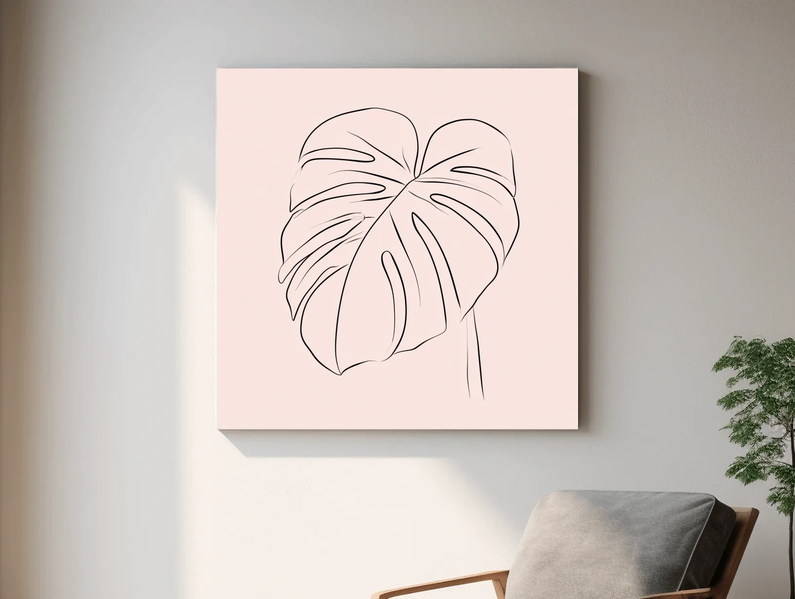 Minimalist Monstera Leaf Vector - Boho Botanical Wall Art