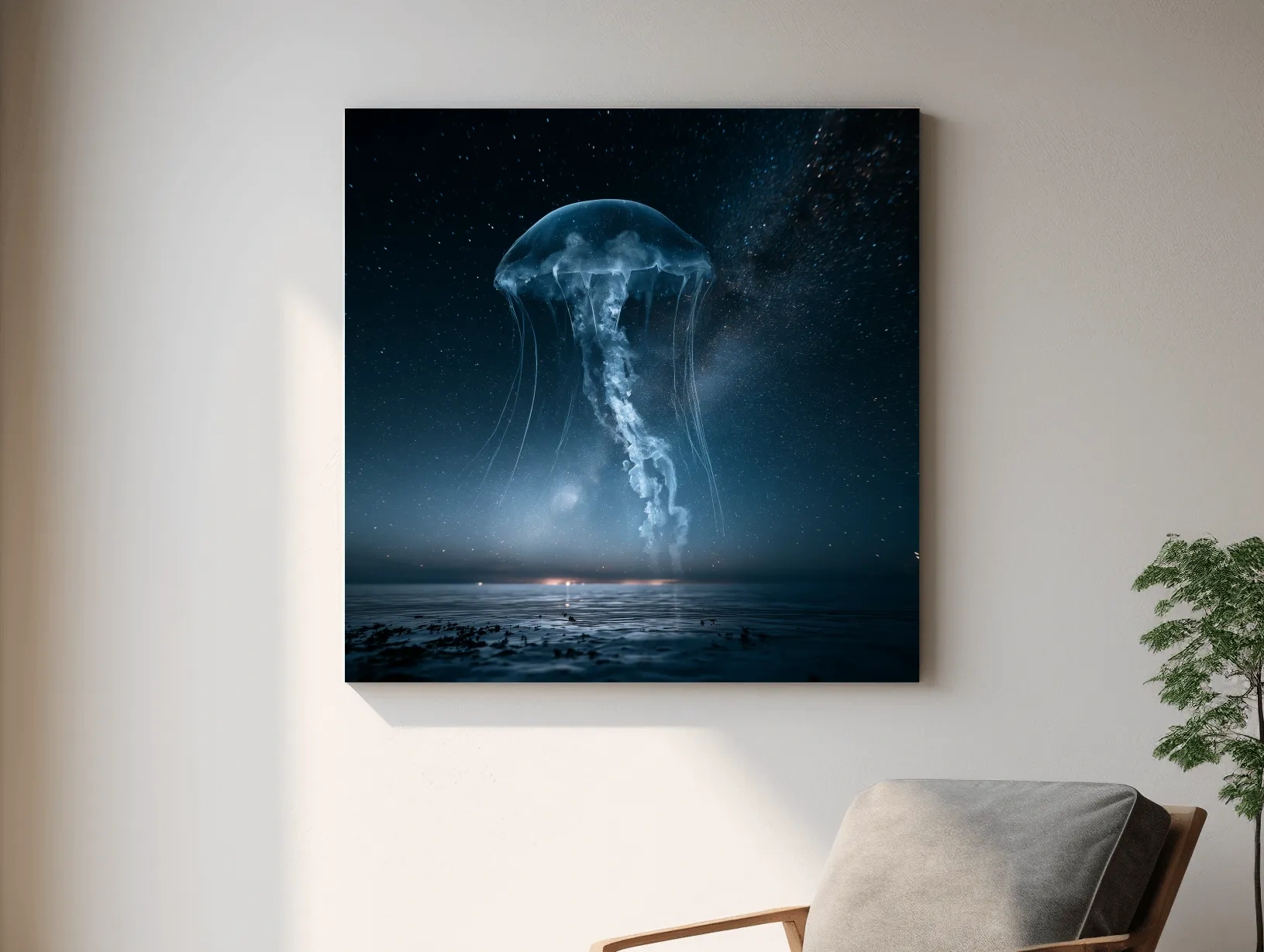 Surreal Jellyfish Double Exposure - Photographic Marine Life Wall Art