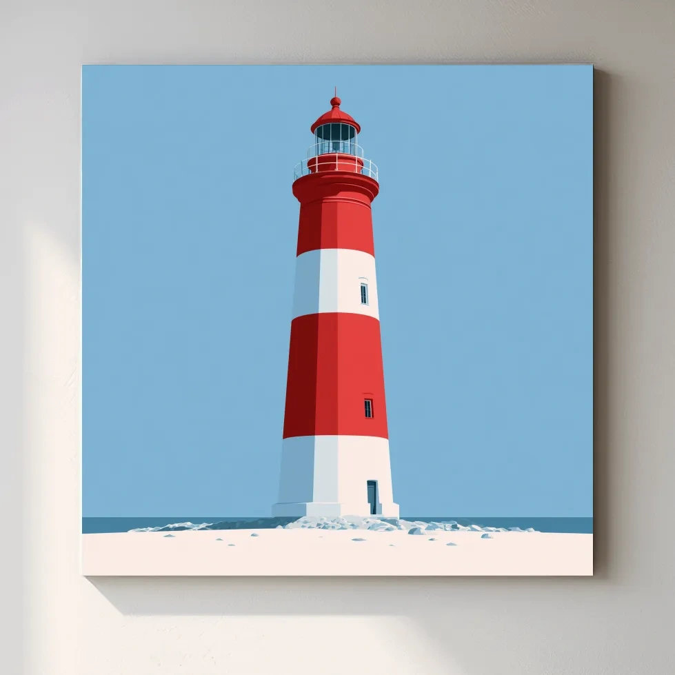 Mid-Century Lighthouse Vector Illustration - Minimalist Nautical Wall Art