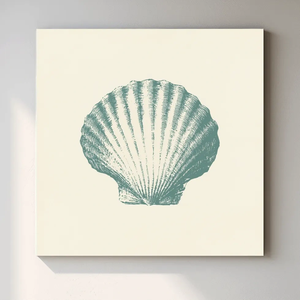 Hamptons Scallop Shell Illustration - Minimalist Coastal Wall Art