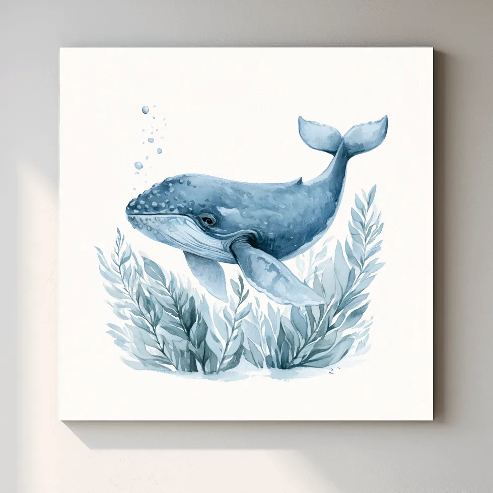 Whimsical Baby Whale Watercolour Illustration - Cute Marine Life Nursery Art