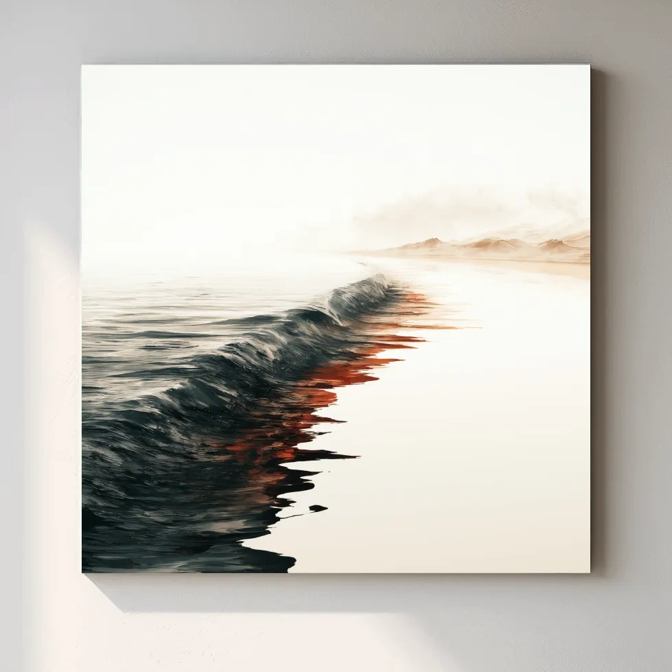 Misty Surreal Ocean Wave Illustration - Minimalist Seascape Wall Art