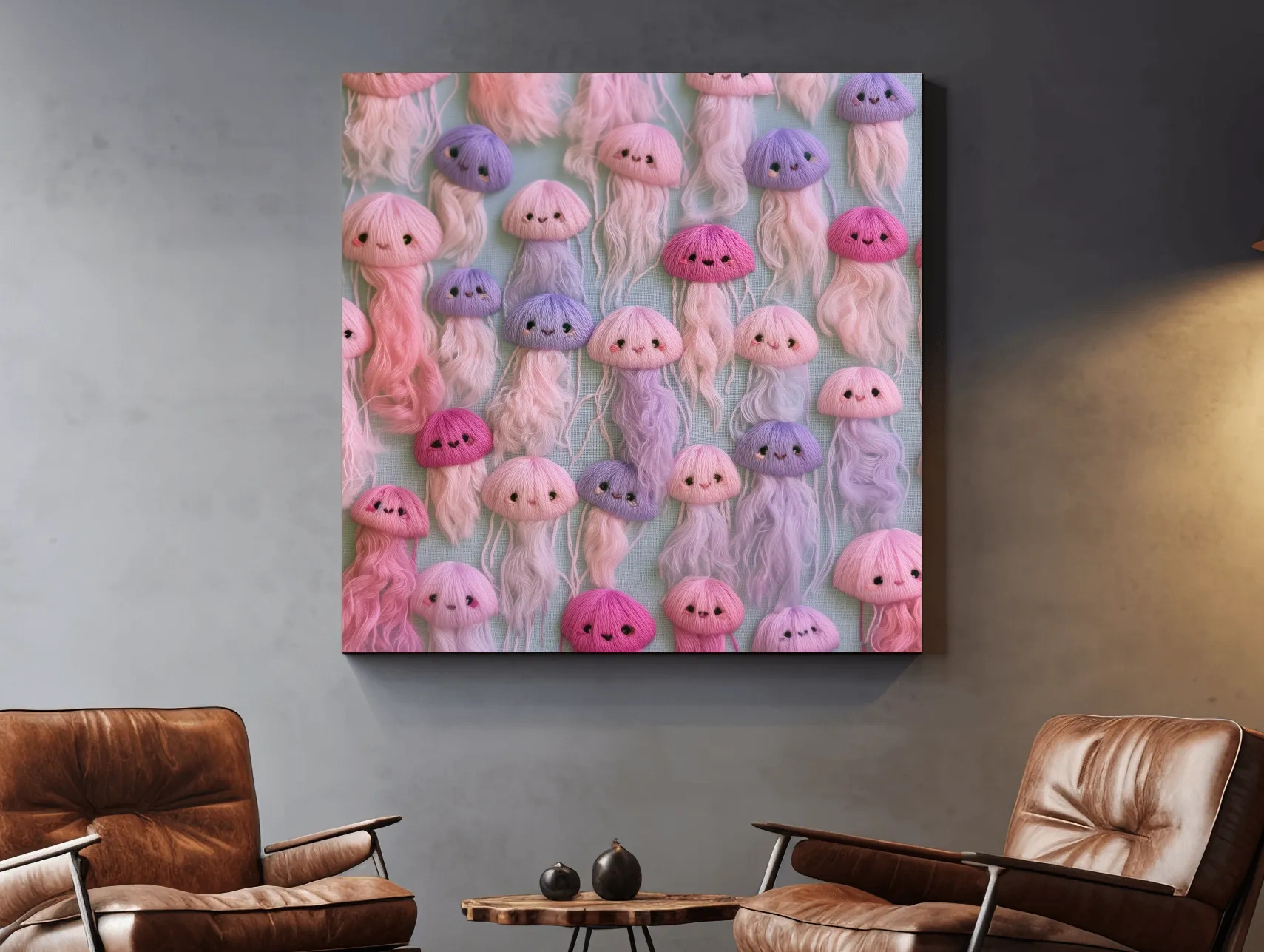 Playful Jellyfish Embroidery Style - Cute Marine Life Nursery Art