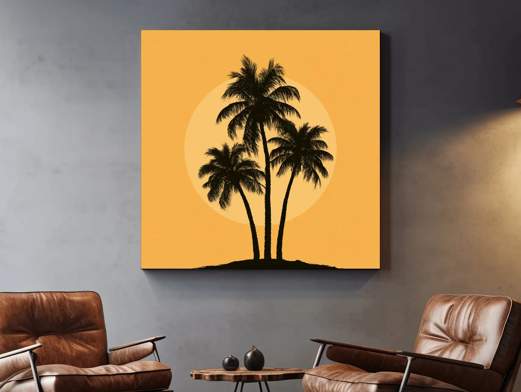 Mid-Century Palm Tree Silhouette - Tropical Minimalist Vector Wall Art