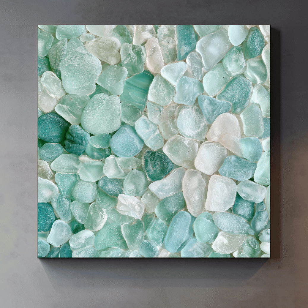 Natural Sea Glass Mosaic - Coastal Stone Wall Art