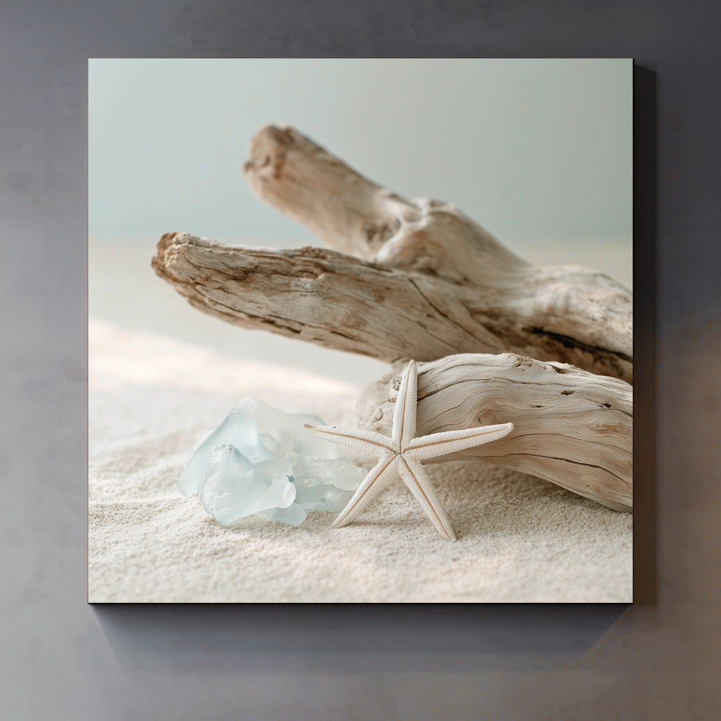Driftwood Starfish Sea Glass - Photographic Beach Still Life Art