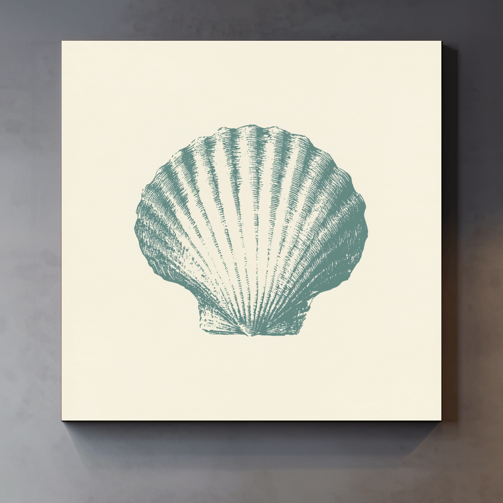 Hamptons Scallop Shell Illustration - Minimalist Coastal Wall Art