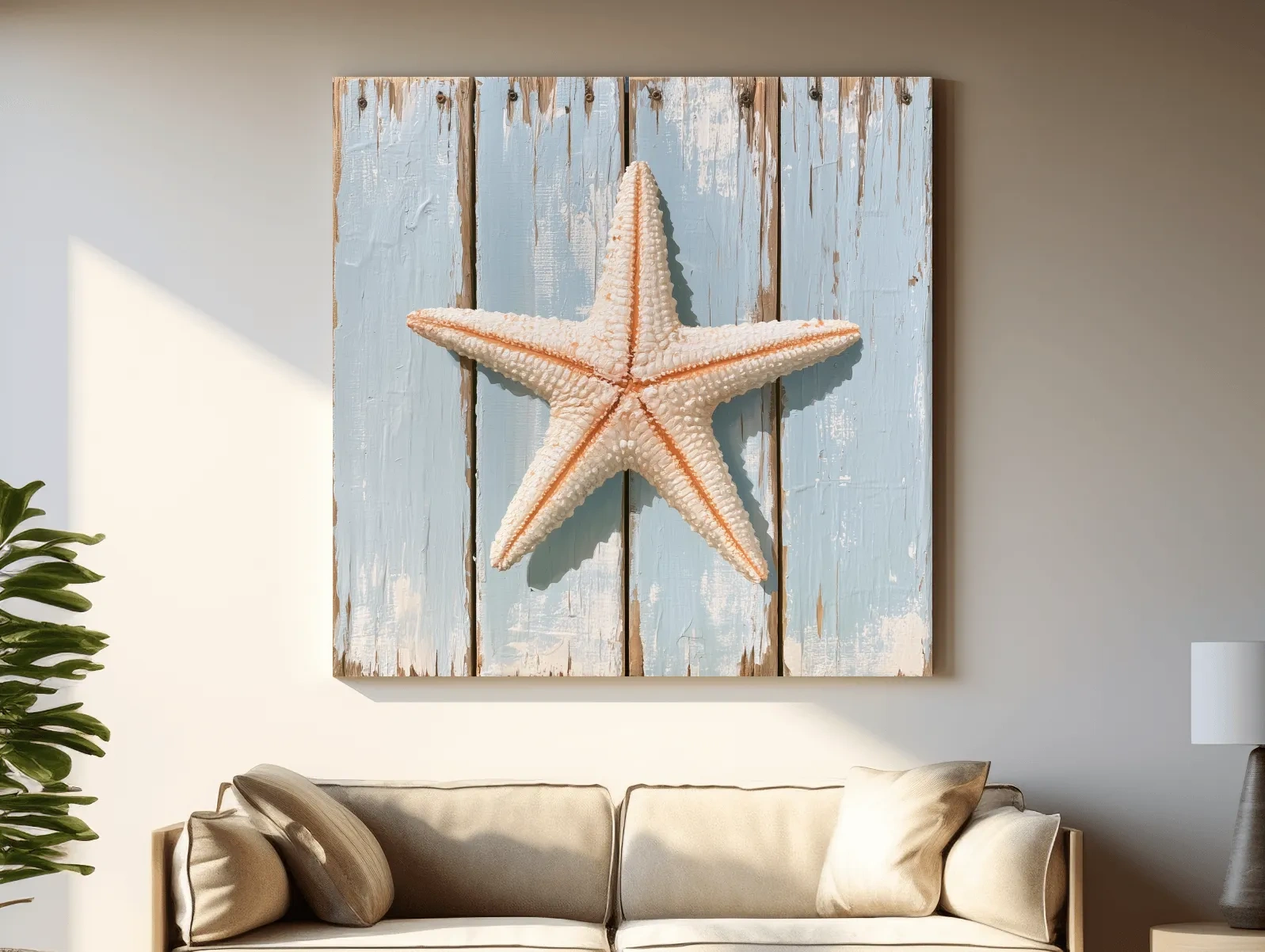 Rustic Starfish on Reclaimed Wood - Coastal Painting Wall Art