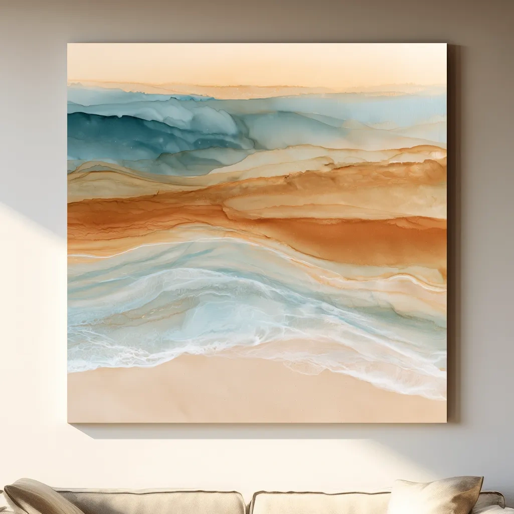 Abstract Watercolour Beach Landscape - Boho Coastal Wall Art