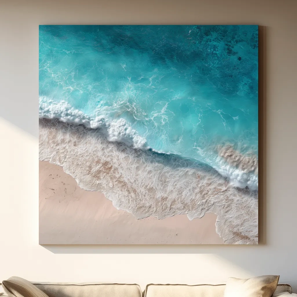 Tropical Aerial Shorebreak Waves - Minimal Coastal Photography Wall Art