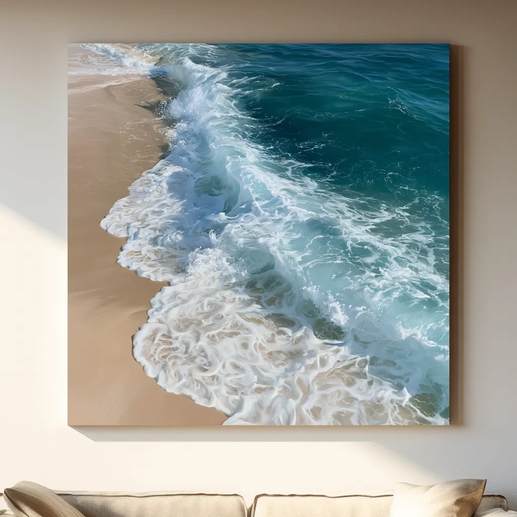 Aerial Seafoam Wave Painting - Abstract Beach Wall Art