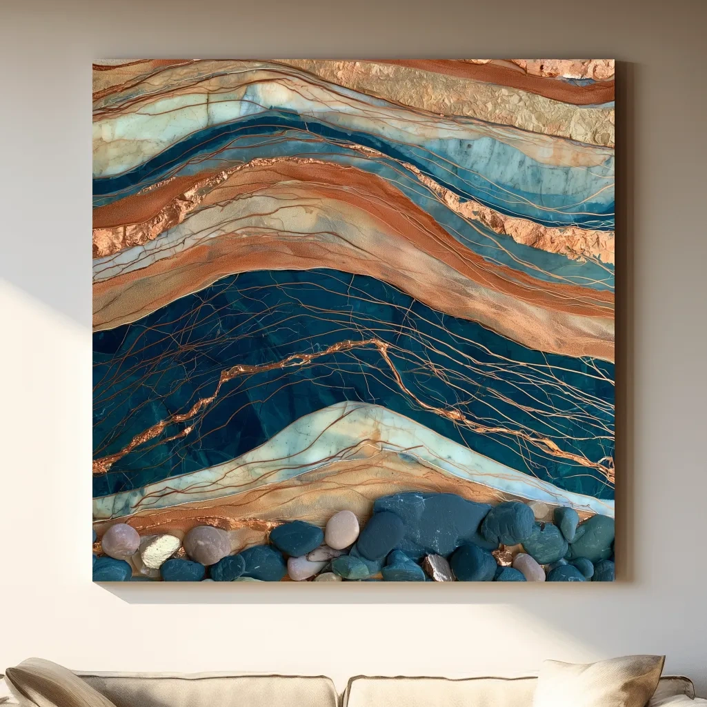 Layered Stone Strata Abstract - Natural Mixed Media Wall Art