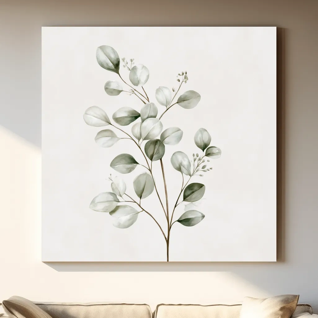 Minimalist Coastal Botanical Illustration - Eucalyptus Wall Art