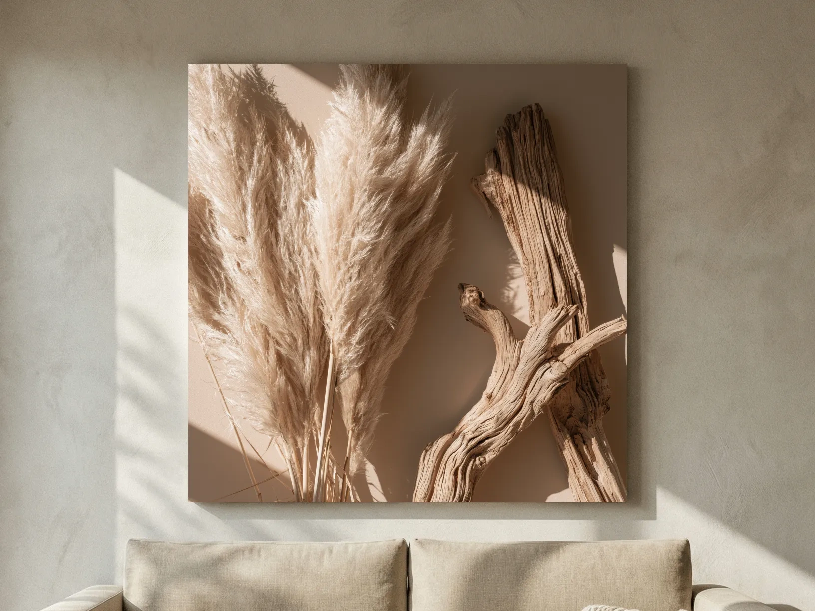 Boho Pampas Grass &amp; Driftwood - Photographic Botanical Wall Art