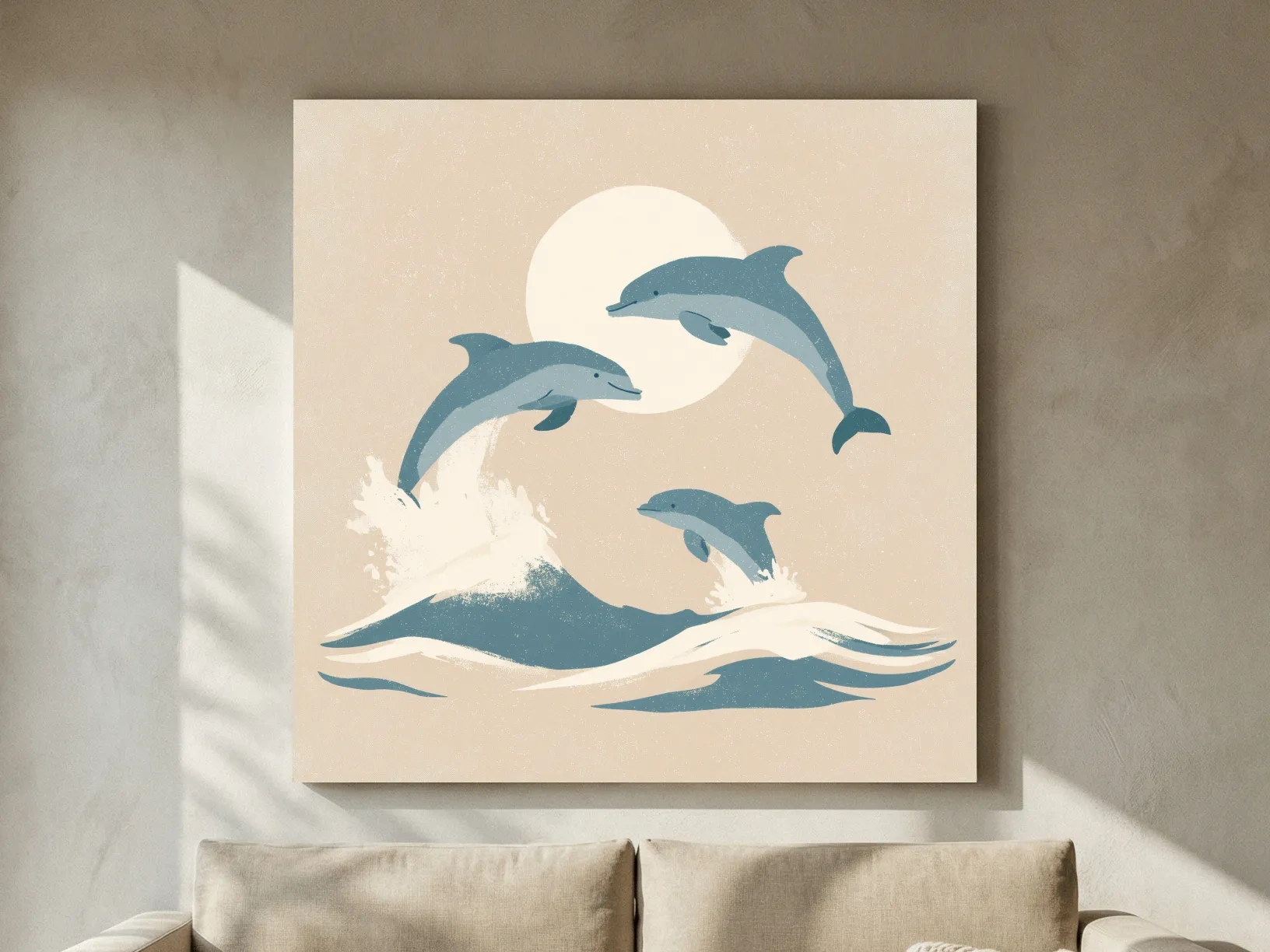 Minimalist Dolphin Trio Illustration - Nursery Marine Life Wall Art
