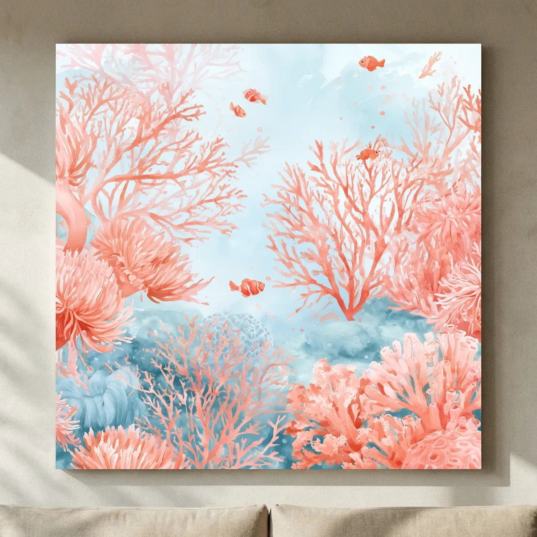 Coral Reef Clownfish Watercolour - Dreamy Marine Life Wall Art