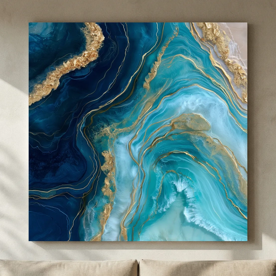Ocean Geode Resin Design - Abstract Natural Mineral Wall Art