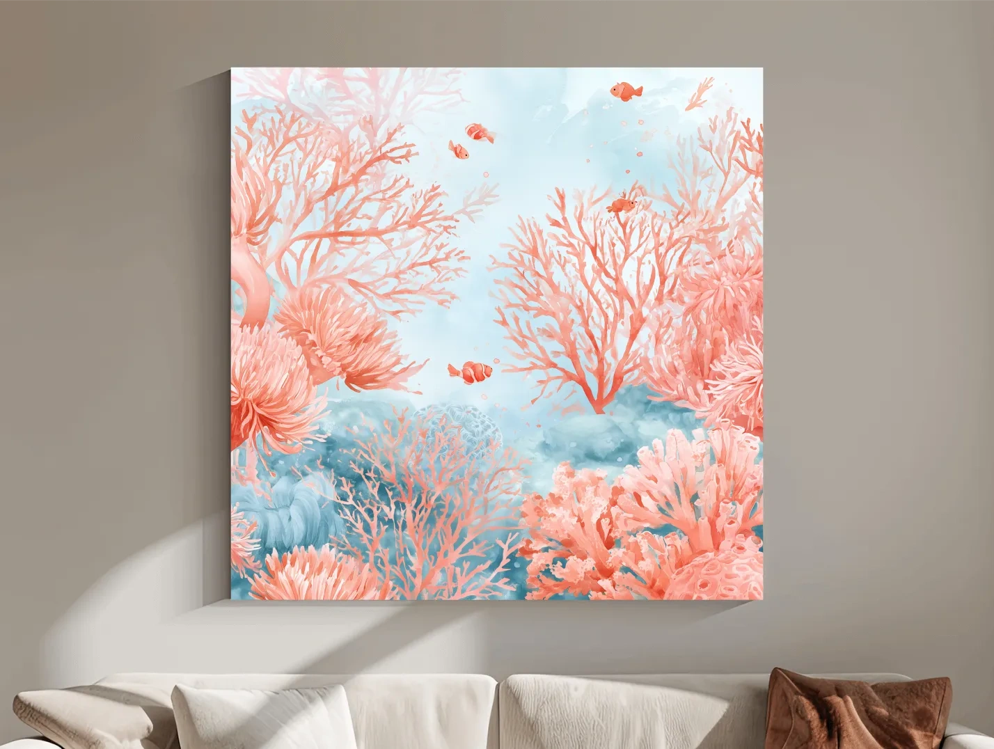 Coral Reef Clownfish Watercolour - Dreamy Marine Life Wall Art