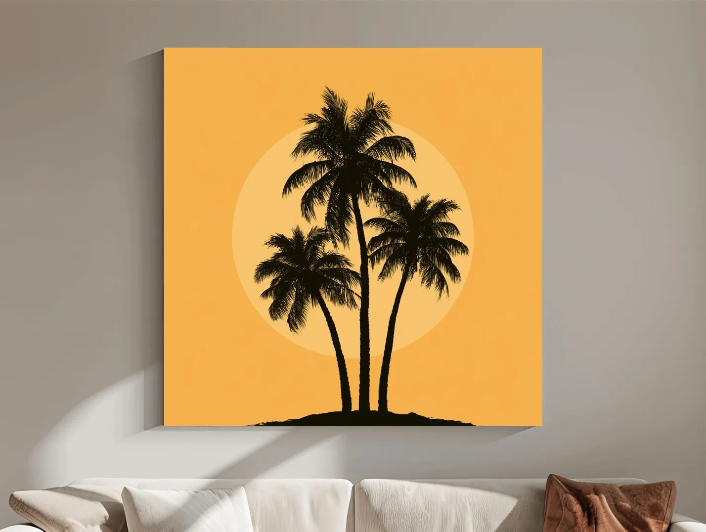 Mid-Century Palm Tree Silhouette - Tropical Minimalist Vector Wall Art