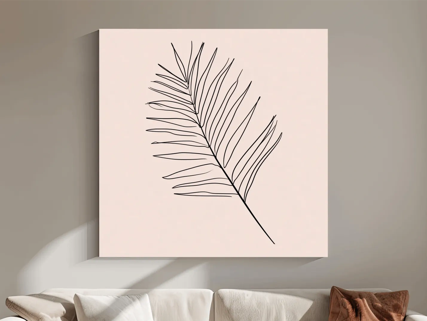 Minimalist Tropical Palm Frond - Boho Botanical Line Art