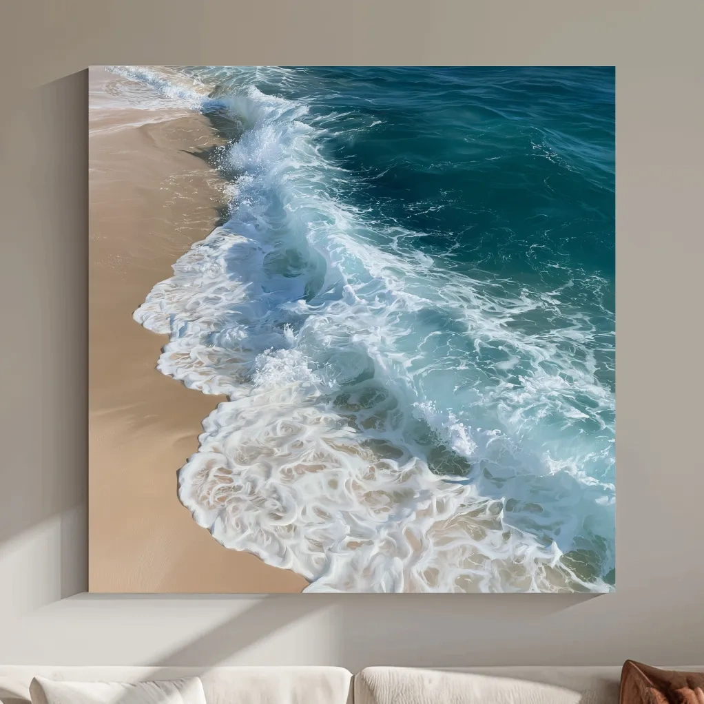Aerial Seafoam Wave Painting - Abstract Beach Wall Art
