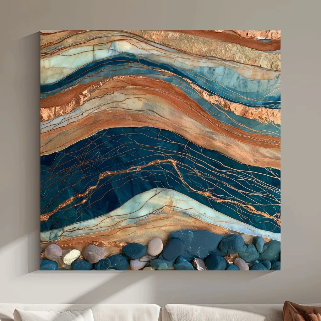 Layered Stone Strata Abstract - Natural Mixed Media Wall Art