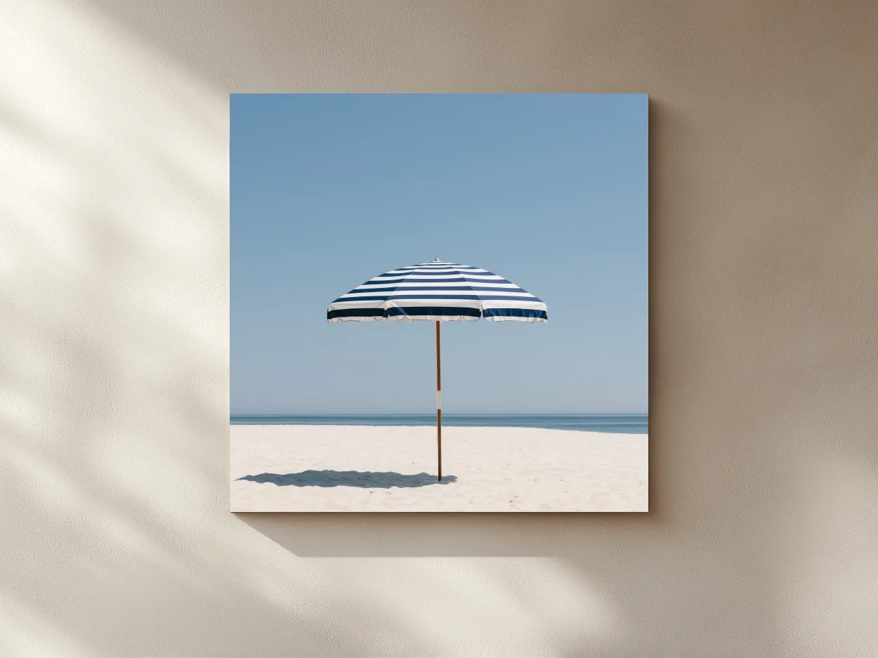 Minimalist Striped Beach Umbrella - Hamptons Photographic Wall Art