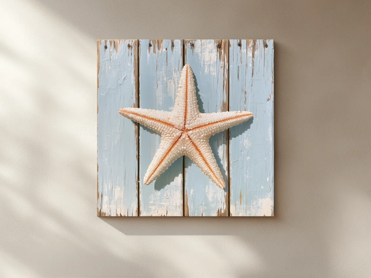 Rustic Starfish on Reclaimed Wood - Coastal Painting Wall Art