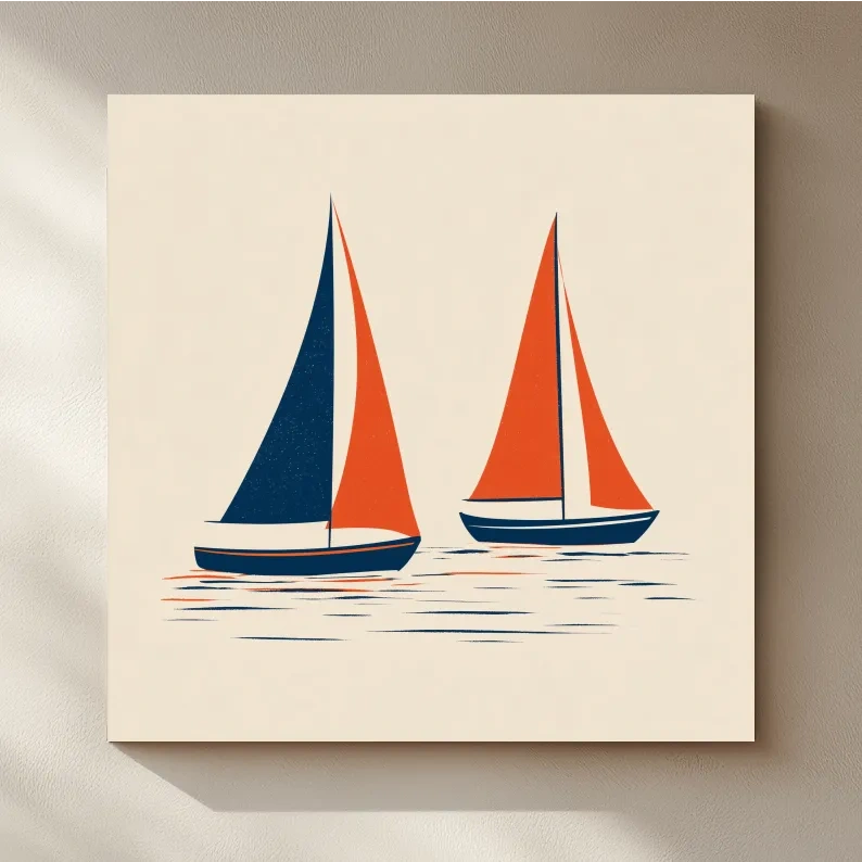 Minimalist Sailboat Illustration - Scandinavian Nautical Wall Art