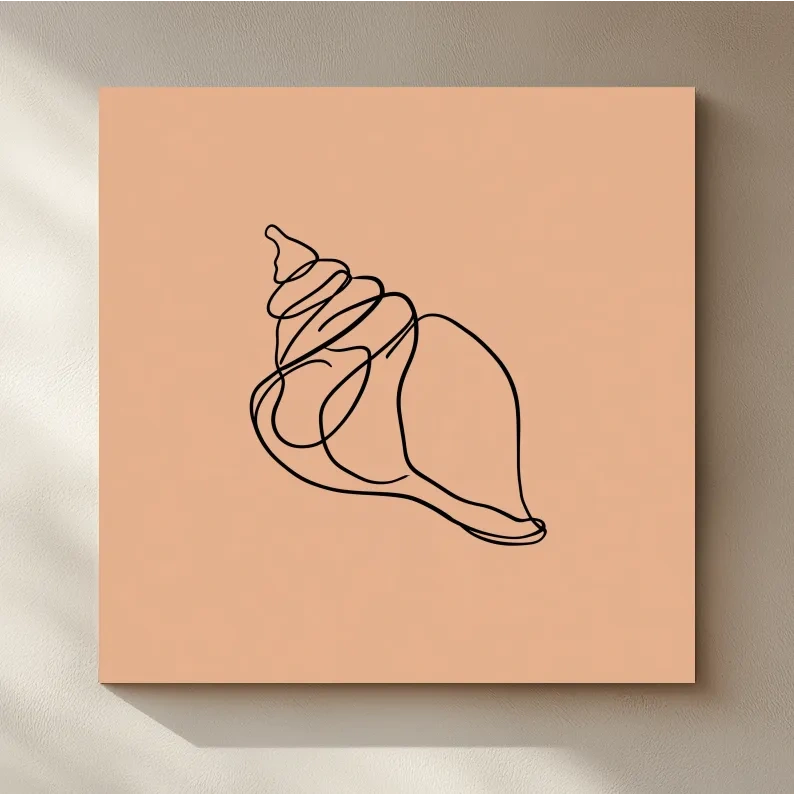 Minimalist Seashell Line Illustration - Boho Coastal Wall Art