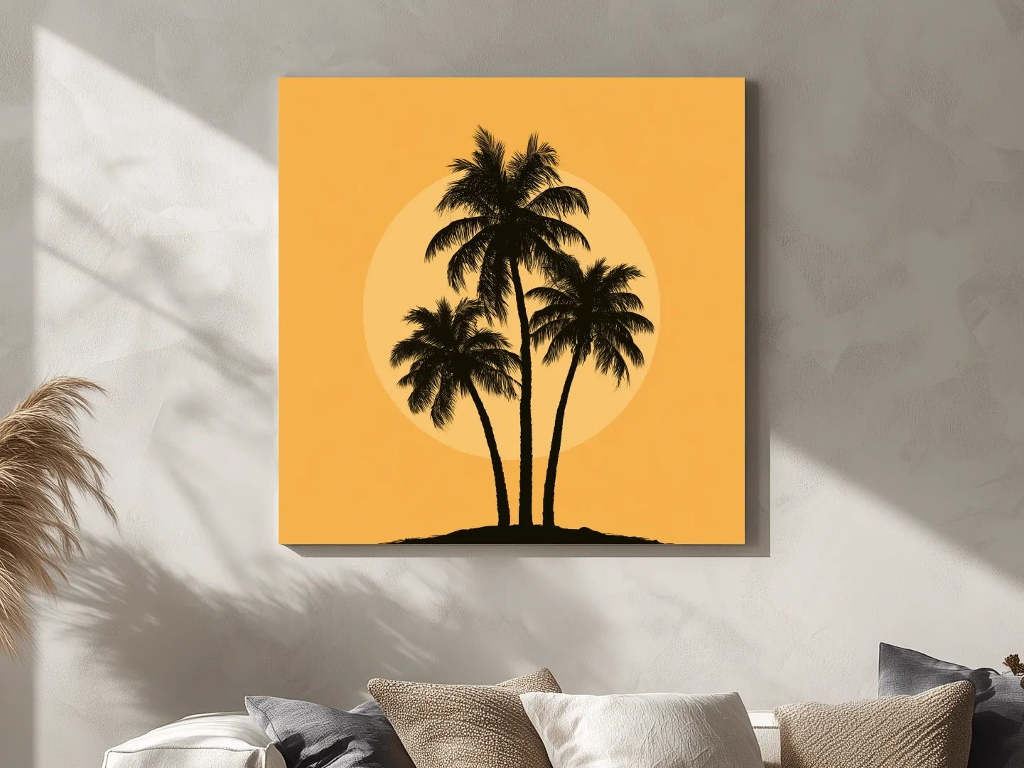 Mid-Century Palm Tree Silhouette - Tropical Minimalist Vector Wall Art