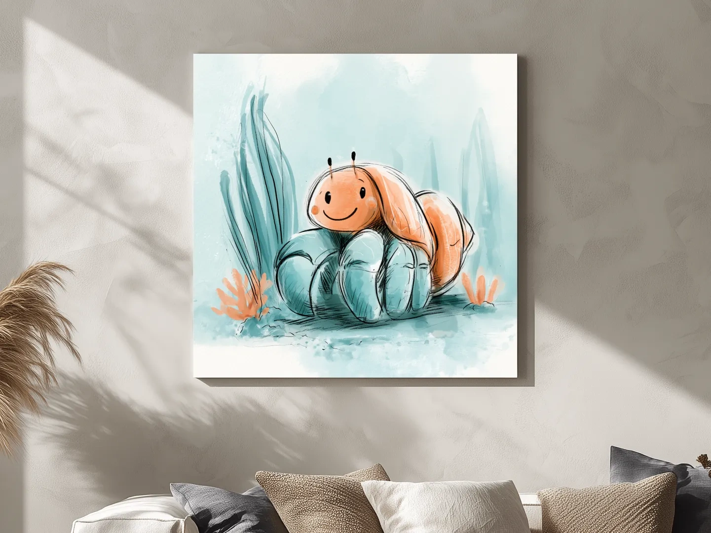Cute Hermit Crab Underwater Watercolour Illustration - Nursery Marine Life Art