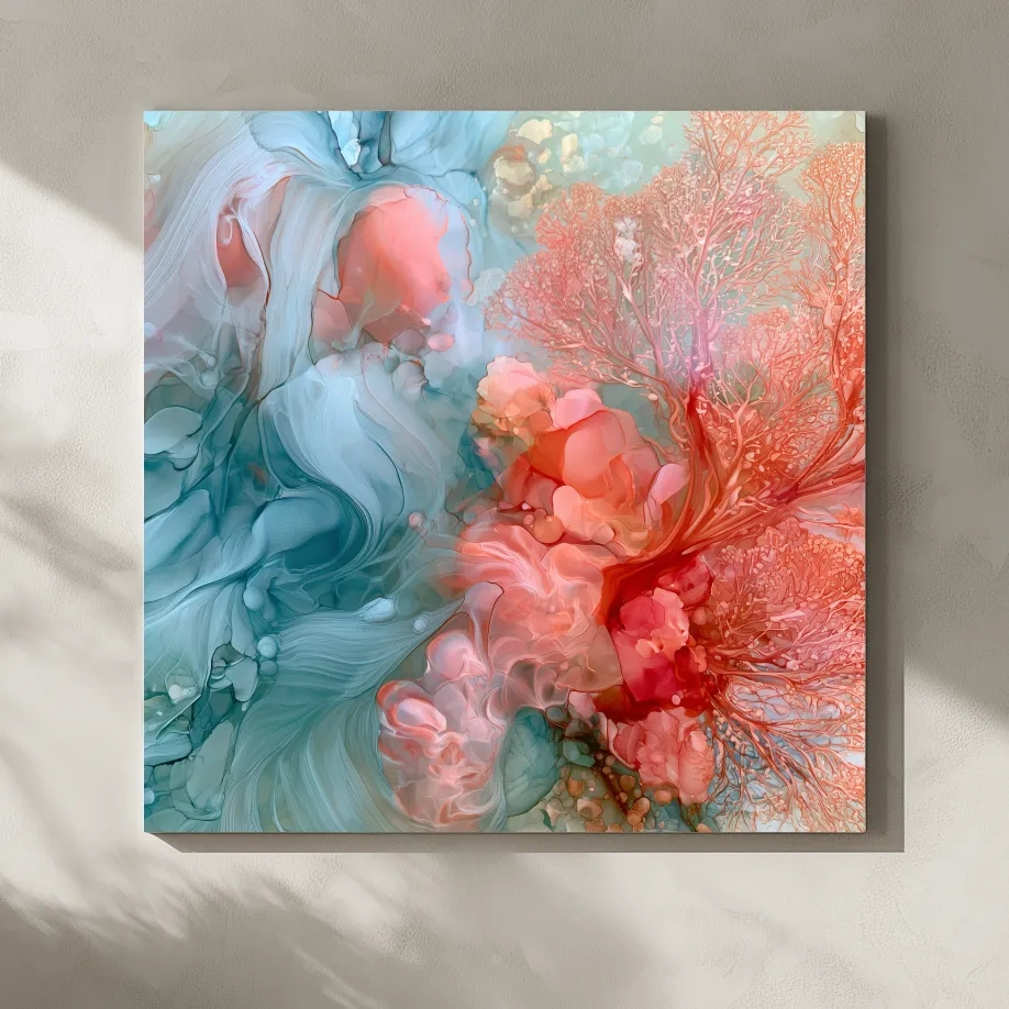 Abstract Coral Reef Alcohol Ink Painting - Marine Life Wall Art